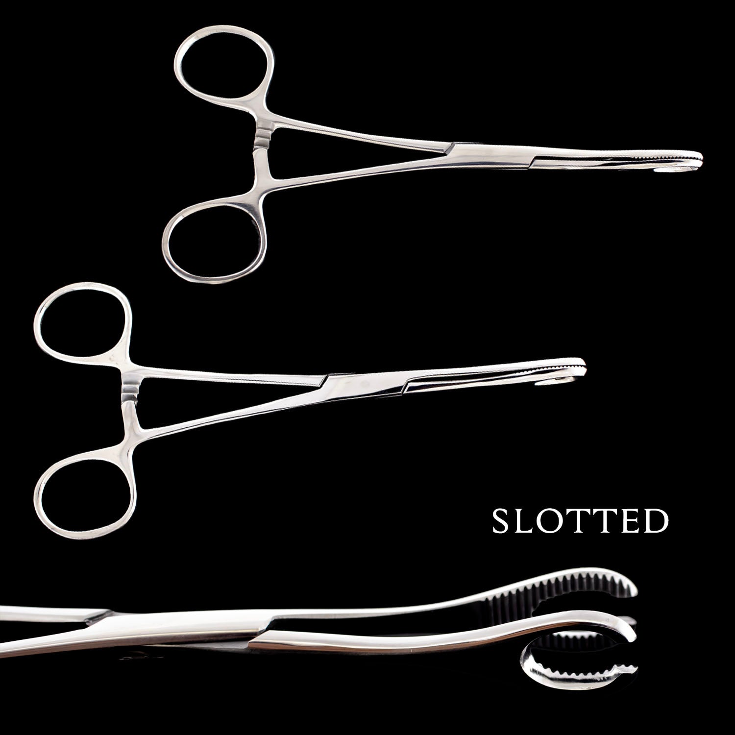 Slotted Sponge Forceps with Ratchet - 410 Surgical Steel - Obsidian Needles