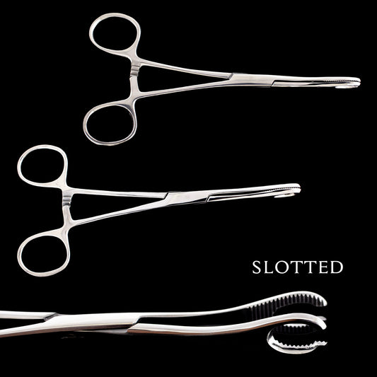 Slotted Sponge Forceps with Ratchet - 410 Surgical Steel - Obsidian Needles Obsidian Needles