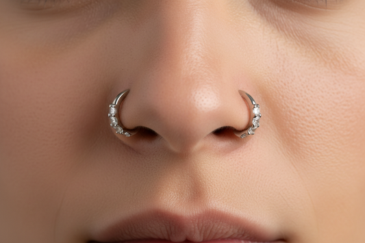 woman with a double nostril piercing