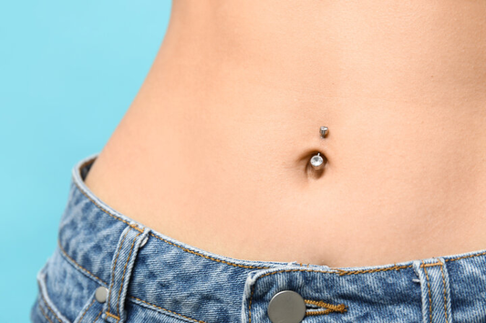 person with navel piercing