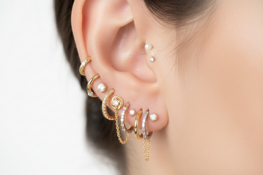 Stacked Ear Lobe Piercing Ideas