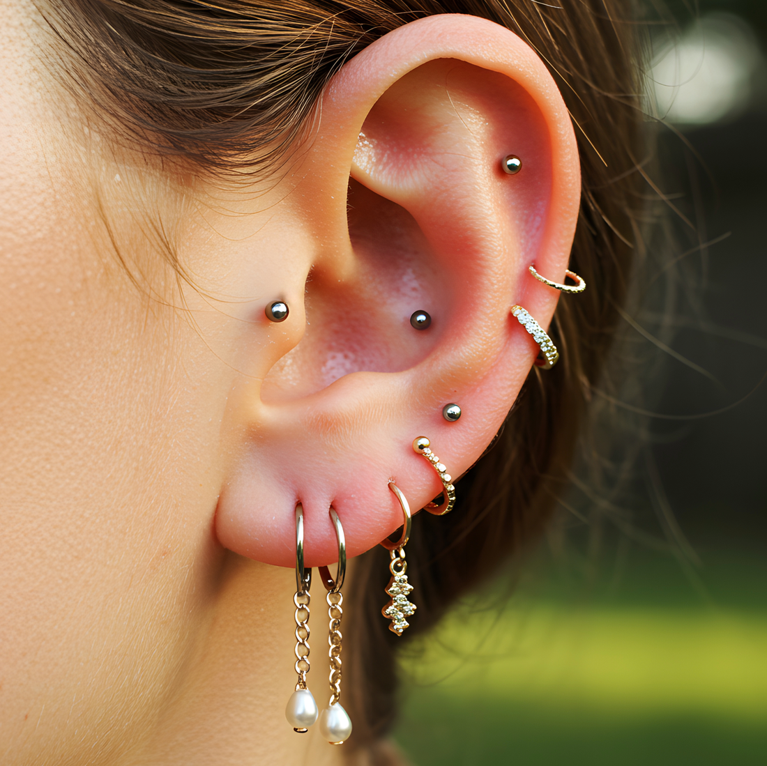 side view of ear curation