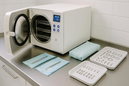 autoclave in a professional piercing shop