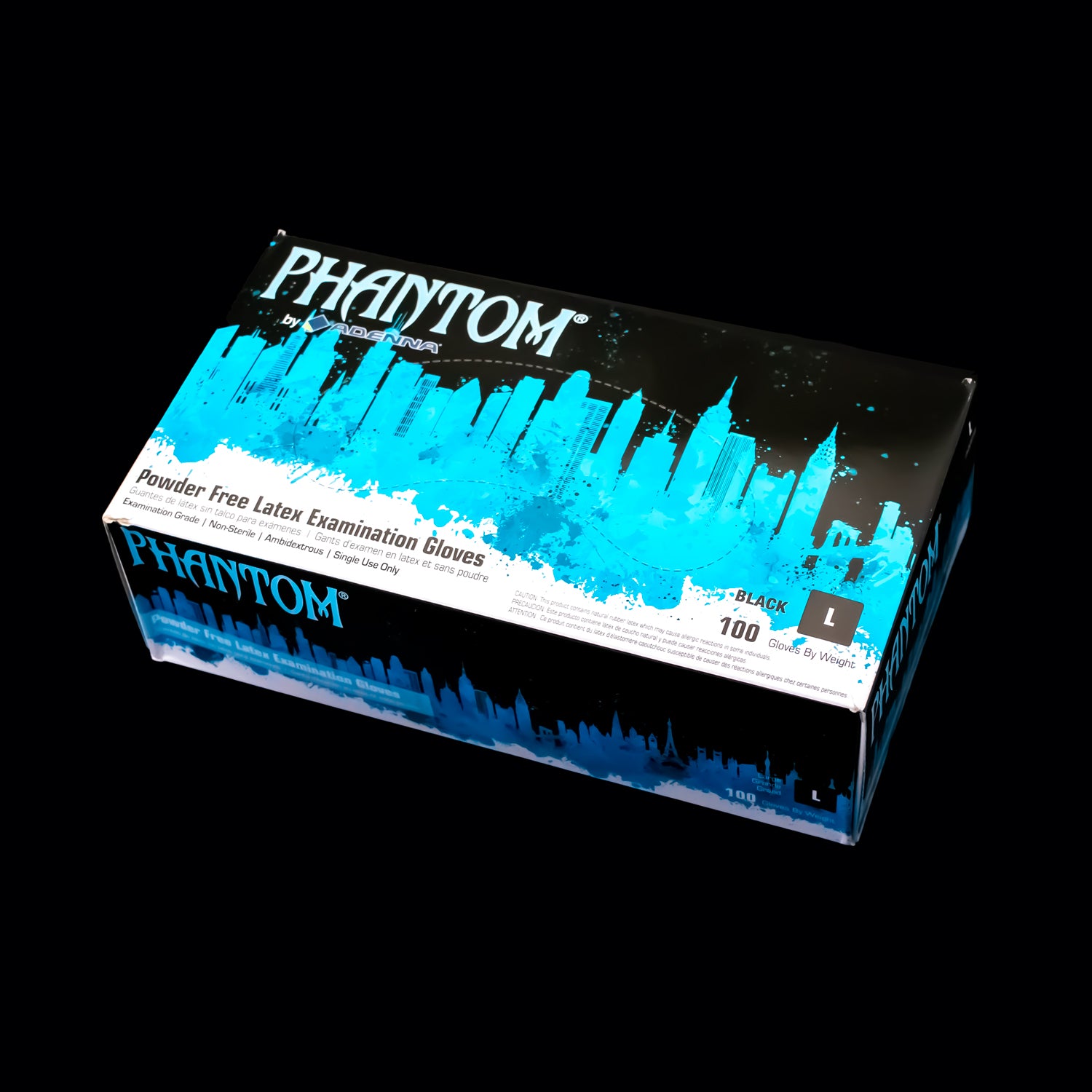 Phantom® Black Latex Exam Gloves, Powder-Free, 6 mil, Superior Grip - Obsidian Needles