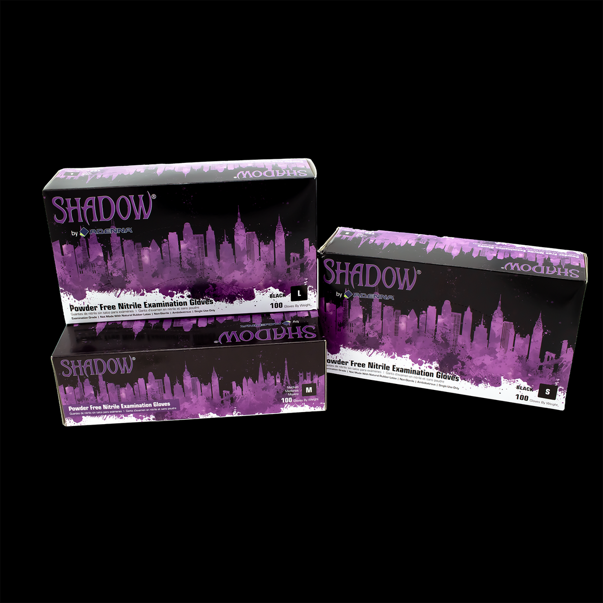 Shadow Black Heavy-Duty Powder-Free Nitrile Exam Gloves - Obsidian Needles