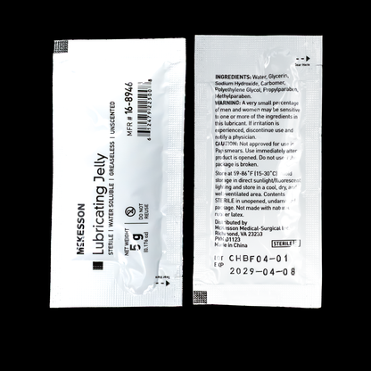 McKesson Sterile Lubricating Jelly 5g Single-Use Packets – 144 Count - Obsidian Needles
