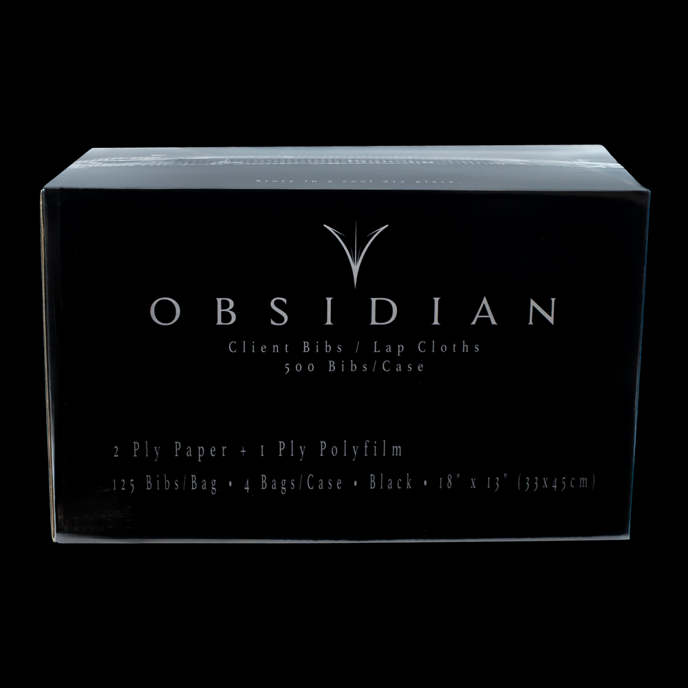 Obsidian Needle Client Bibs Black 3-Layer Disposable Piercing Tray Bibs Case of 500 - Obsidian Needles