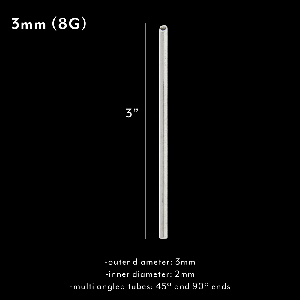 304 Stainless Steel Receiving Tubes Durable 3" Design - Obsidian Needles Obsidian Needles