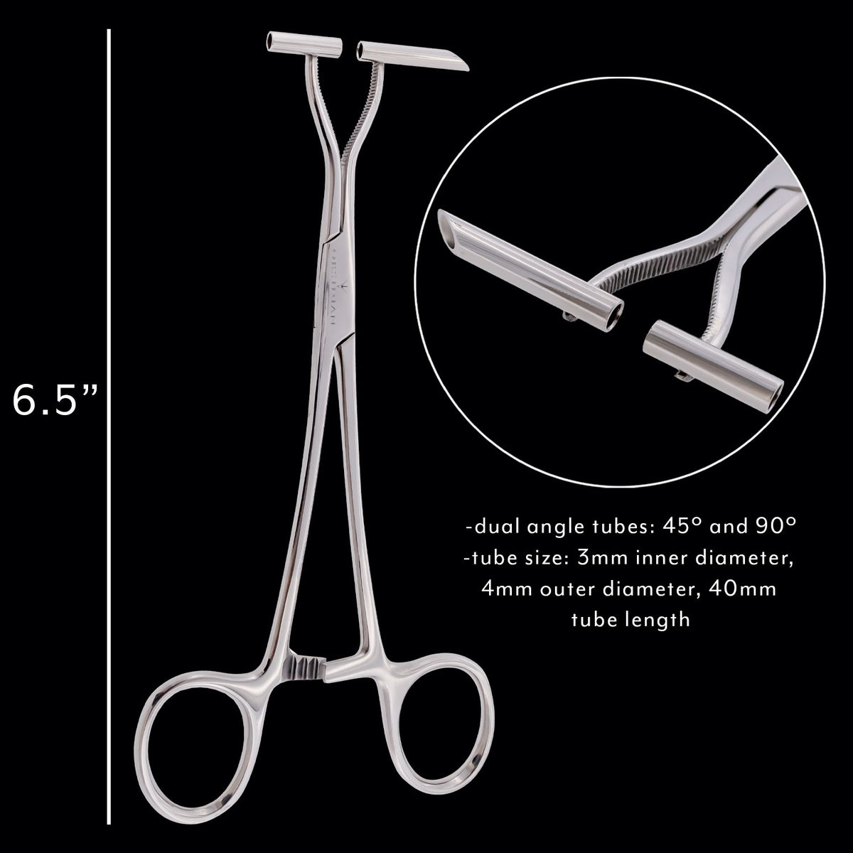 Straight Line Septum Piercing Forceps Surgical Steel 5" - Obsidian Needles